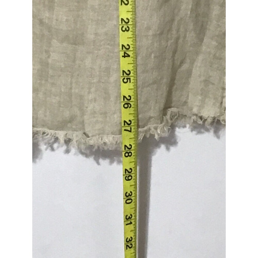 Eileen Fisher Linen Skirt Womens Med Beige Milkmaid Fairy Grunge Y2K Fringed Hem - Picture 15 of 16